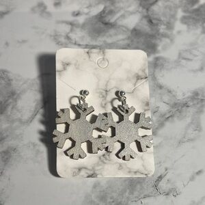 Handcrafted Silver Snowflake Earrings with Silver Ball Posts and Butterfly Backs